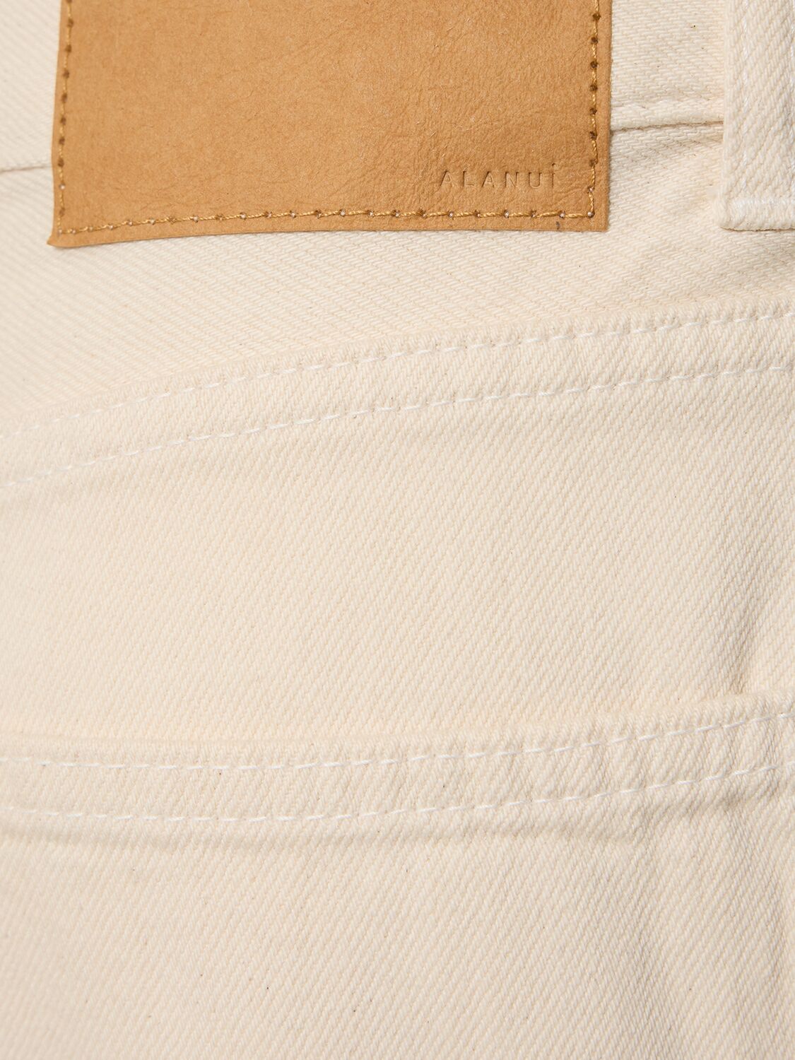 Shop Alanui Bright Hues Wide Cotton Denim Jeans In White,brown