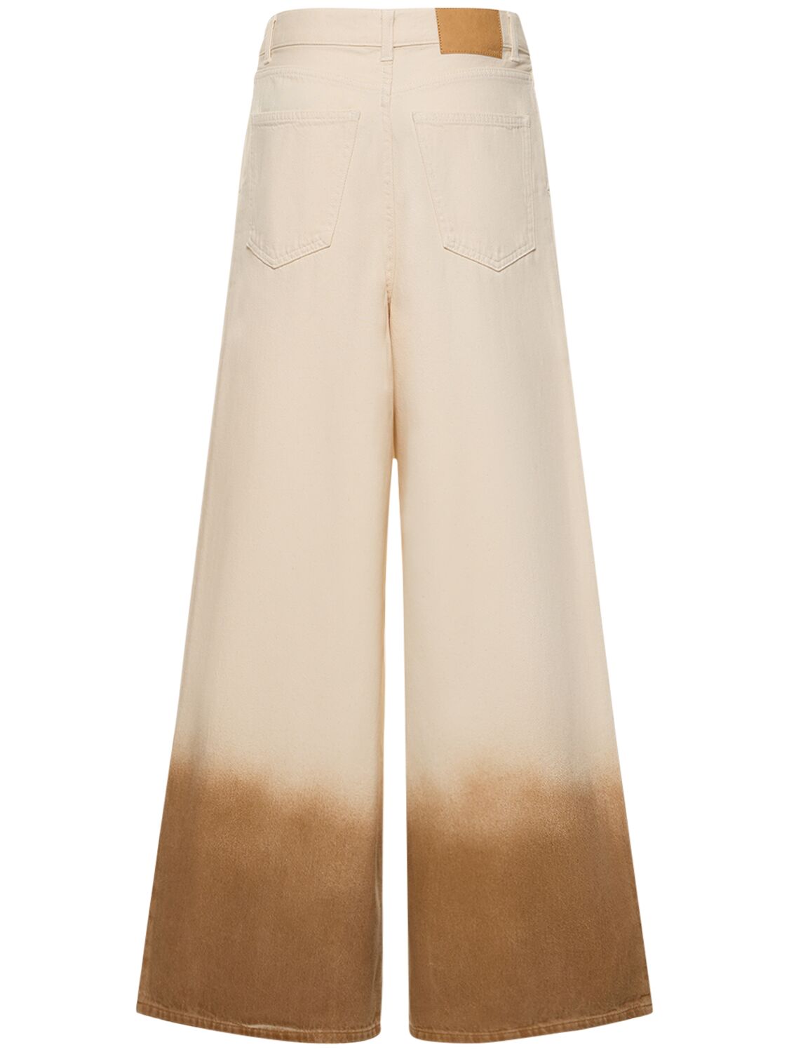 Shop Alanui Bright Hues Wide Cotton Denim Jeans In White,brown