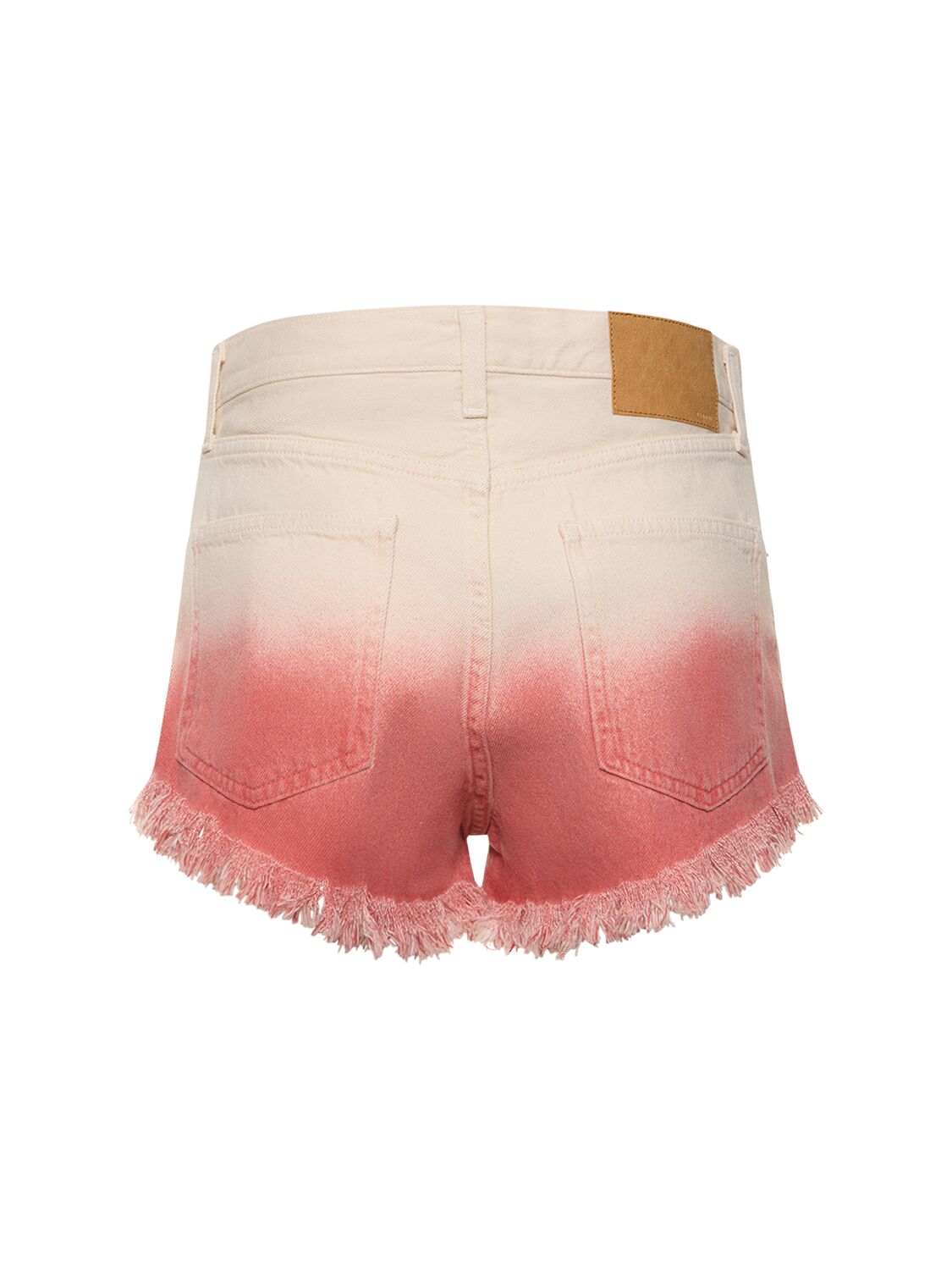 Shop Alanui Bright Hues Frayed Denim Shorts In Red,white