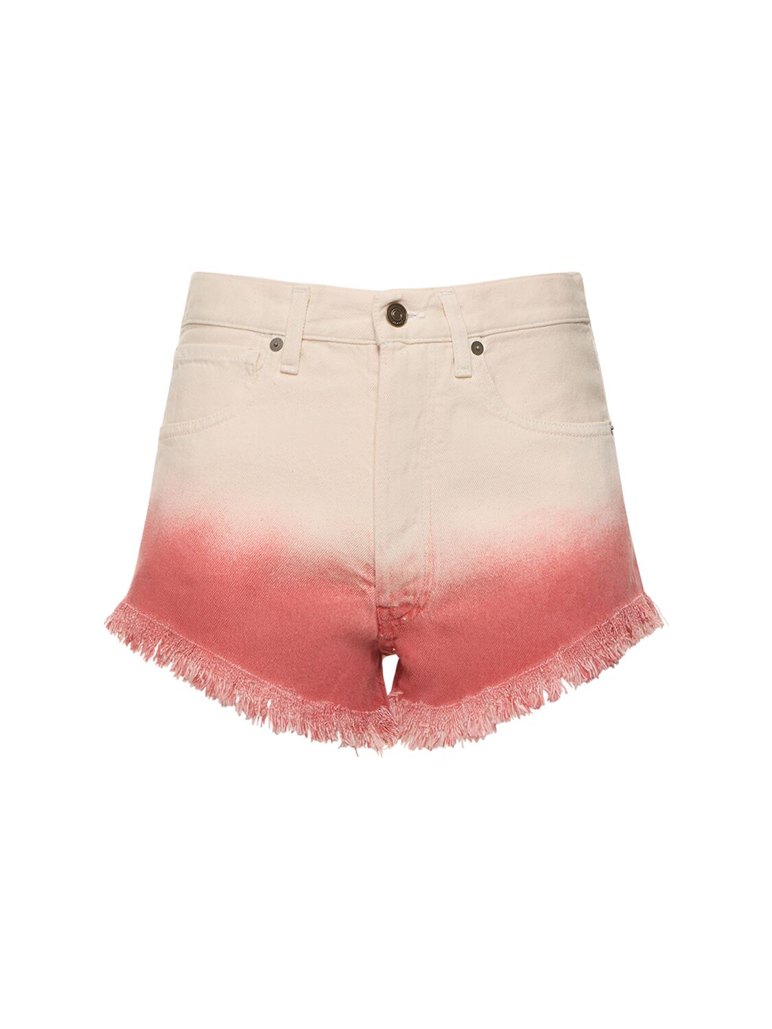 Alanui Bright Hues Frayed Denim Shorts In Red,white
