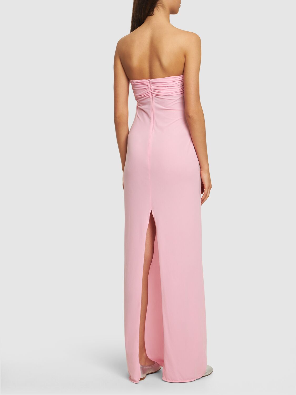 Draped Jersey Long Dress W/roses