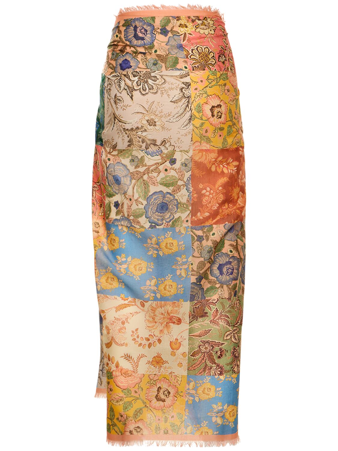 Shop Zimmermann Printed Cotton Pareo Skirt In Patch Floral