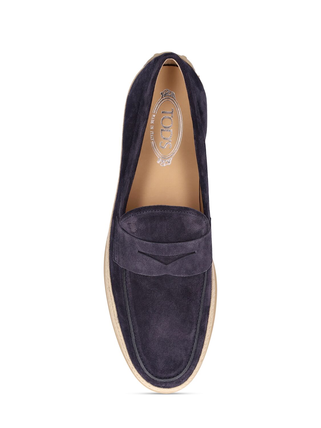 Shop Tod's Sonia Suede Loafers In Navy