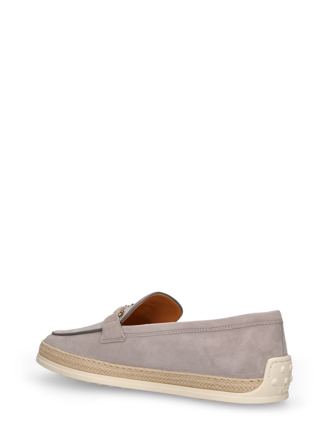 Shop Tod's T Ring Suede & Rubber Loafers In Grey
