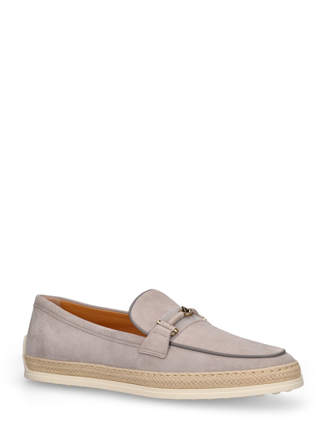 Shop Tod's T Ring Suede & Rubber Loafers In Grey