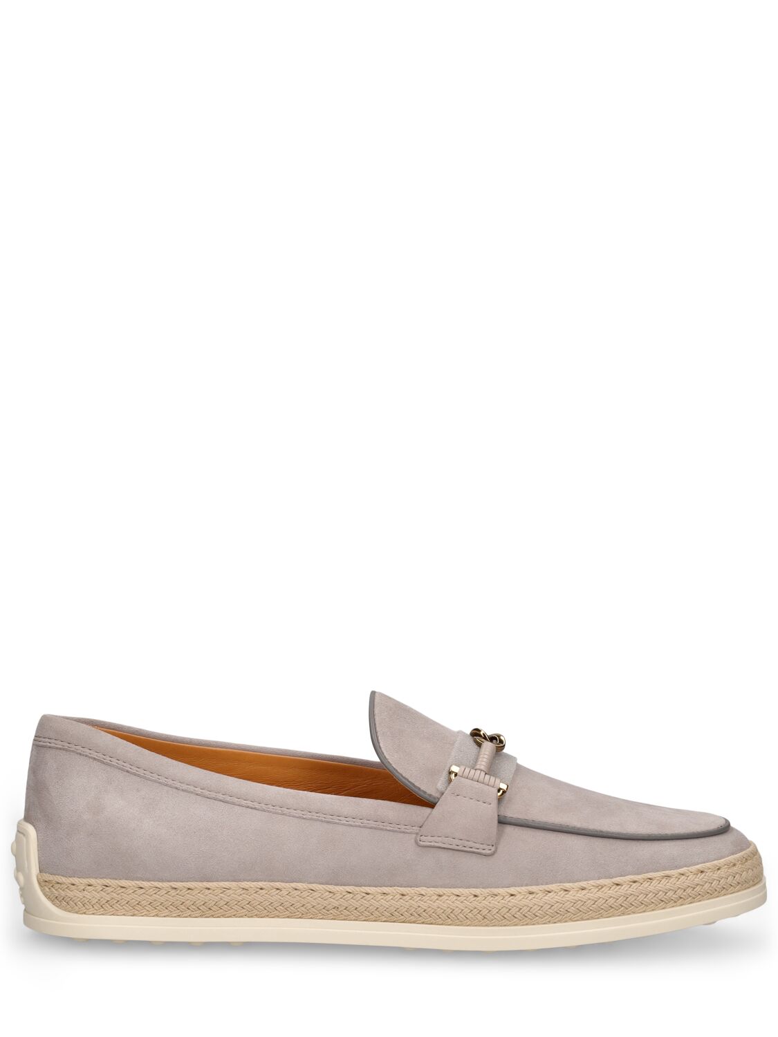 Tod's T Ring Suede & Rubber Loafers In Grey