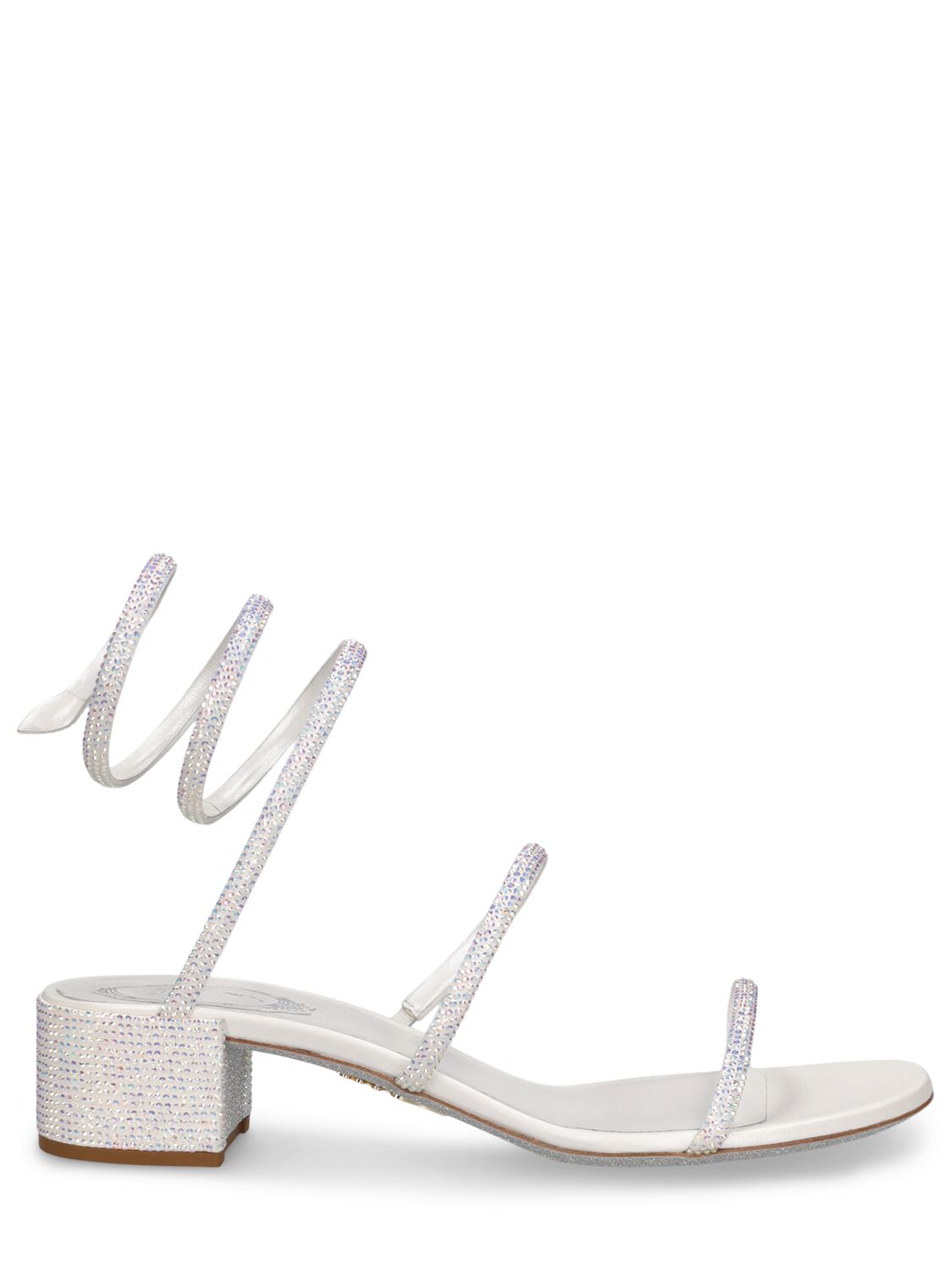 René Caovilla 35mm Embellished Satin Sandals In White