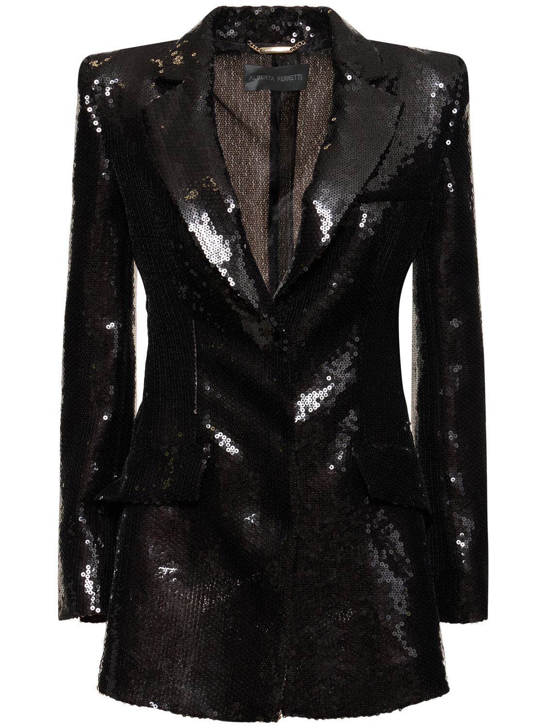 Alberta Ferretti Fitted Sequined Jacket In Black