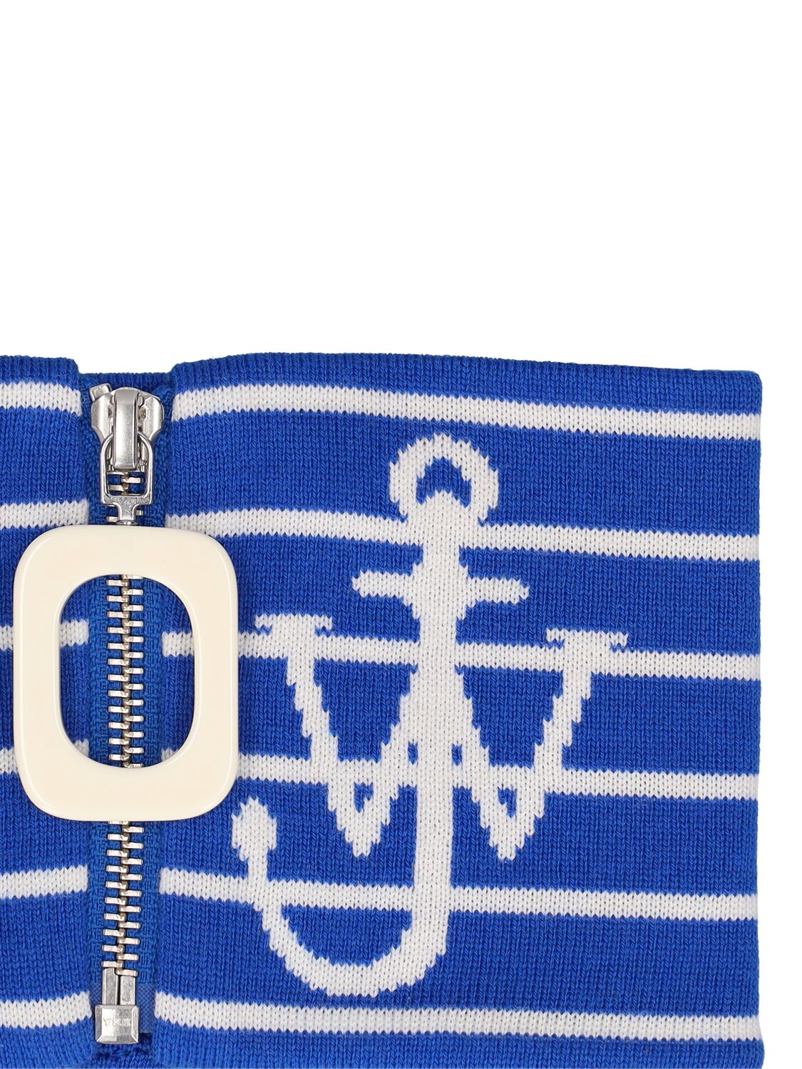 Shop Jw Anderson Wool Knit Zip-up Neckband In Blue