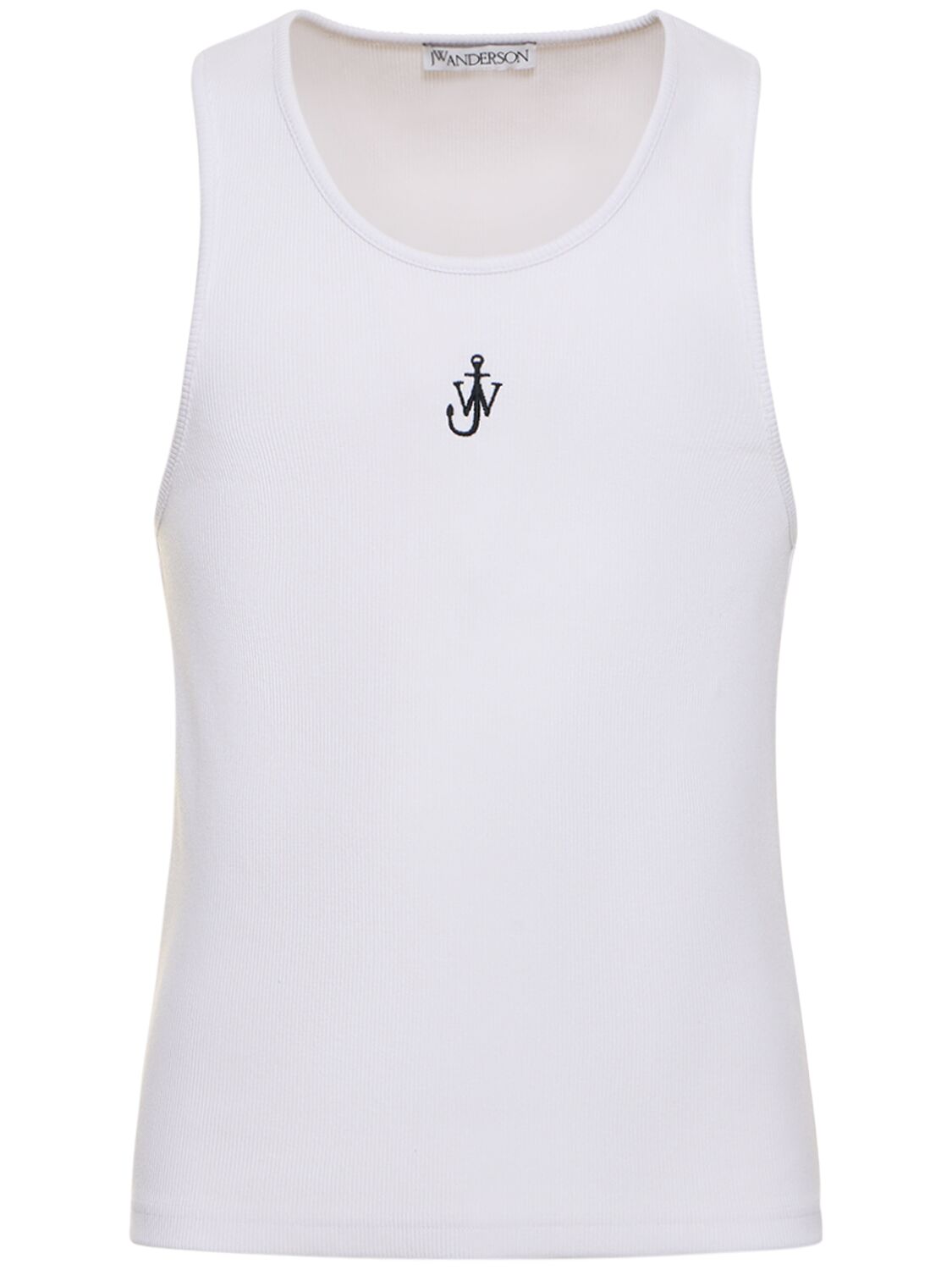 Jw Anderson Logo Embroidery Stretch Cotton Tank Top In White