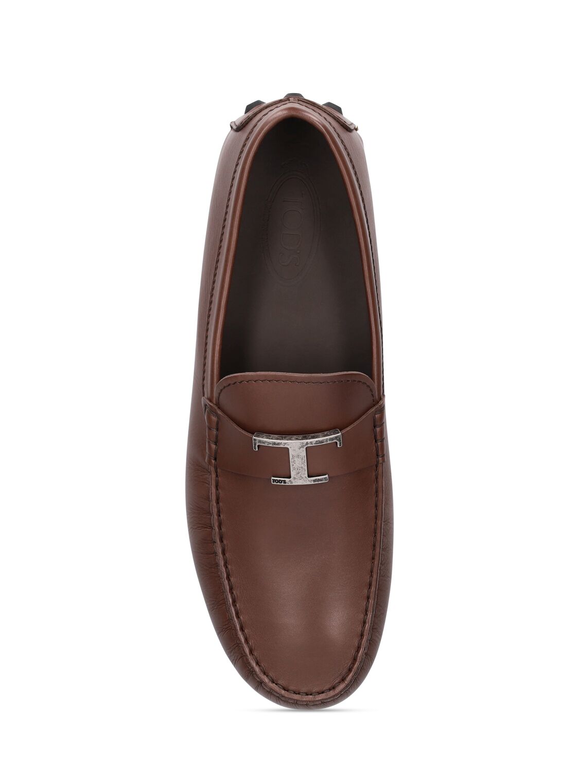 Shop Tod's T Gommino Leather Loafers In Brown