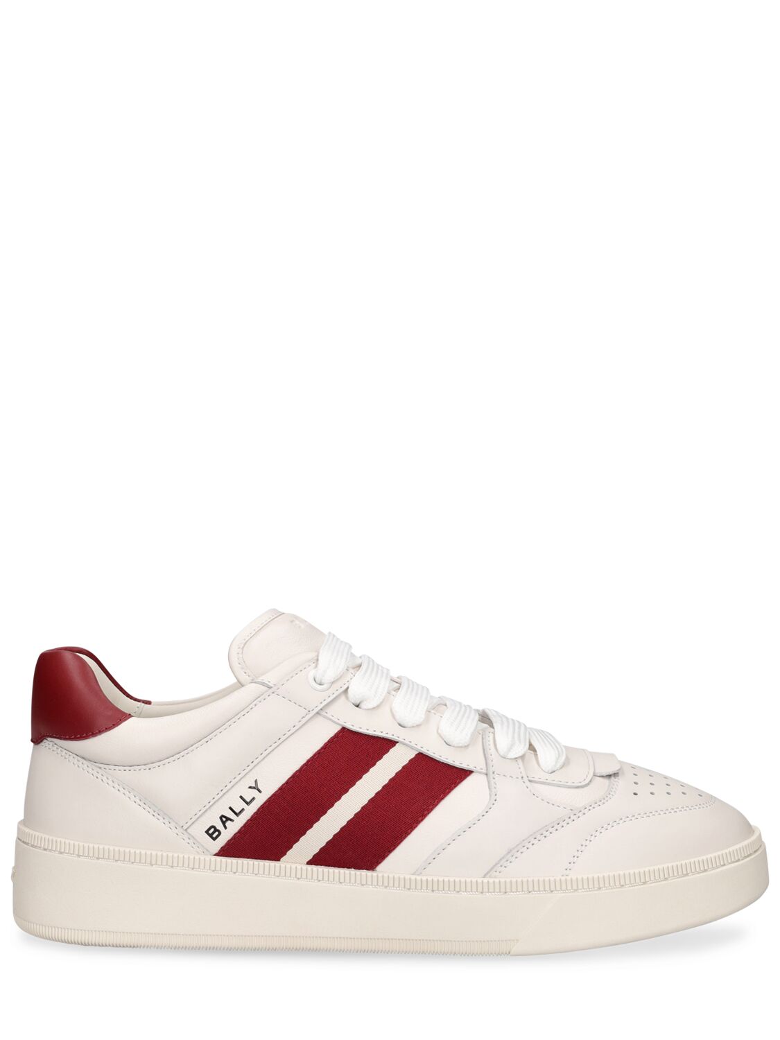 Shop Bally Rebby Leather Low Sneakers In White,red