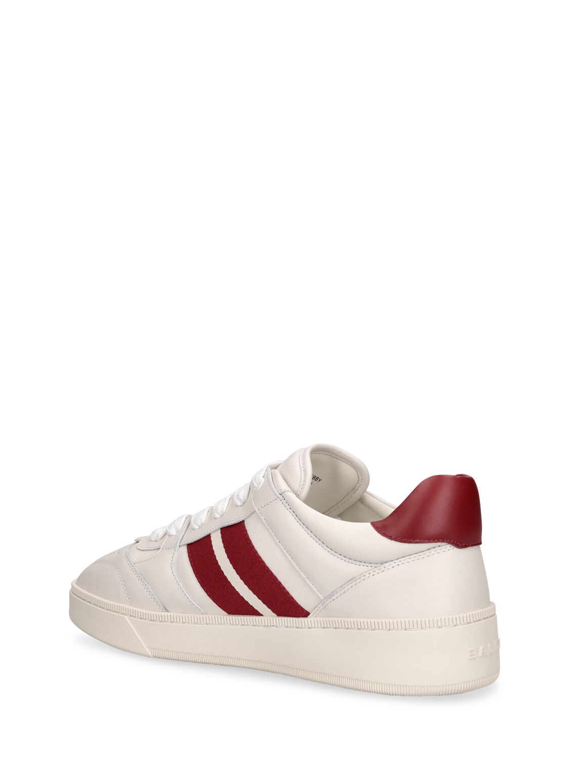 Shop Bally Rebby Leather Low Sneakers In White,red