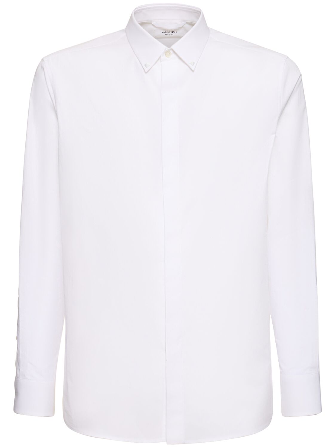 Valentino Rockstud Untitled Cotton Shirt In 화이트