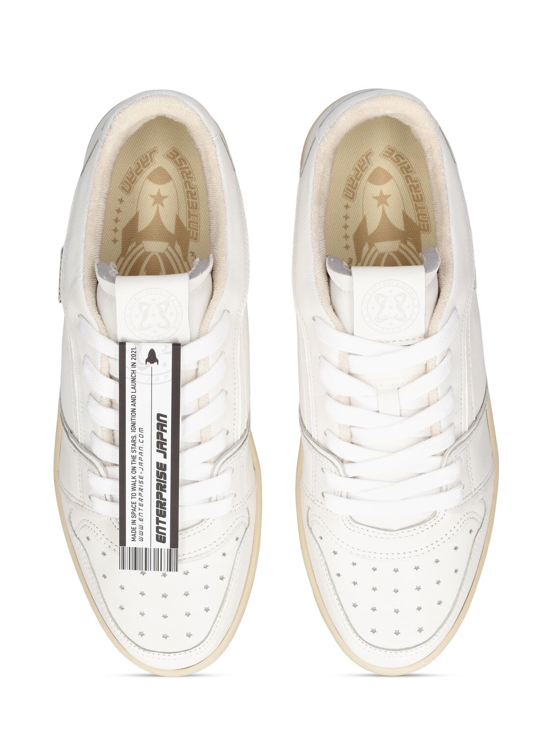 Shop Enterprise Japan Ej Egg Tag Low Leather Sneakers In White