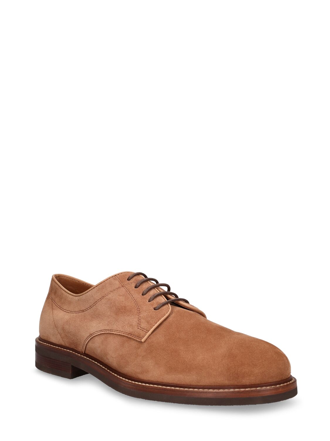 Shop Brunello Cucinelli Leather Derby Lace-up Shoes In Cocco