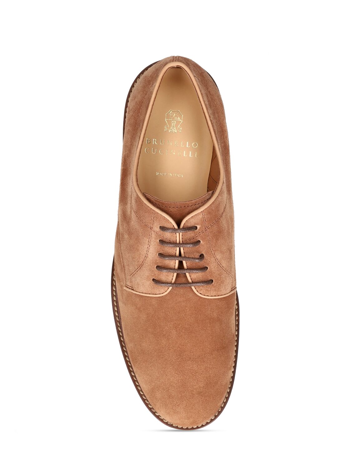 Shop Brunello Cucinelli Leather Derby Lace-up Shoes In Cocco