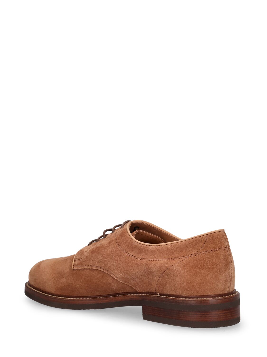 Shop Brunello Cucinelli Leather Derby Lace-up Shoes In Cocco