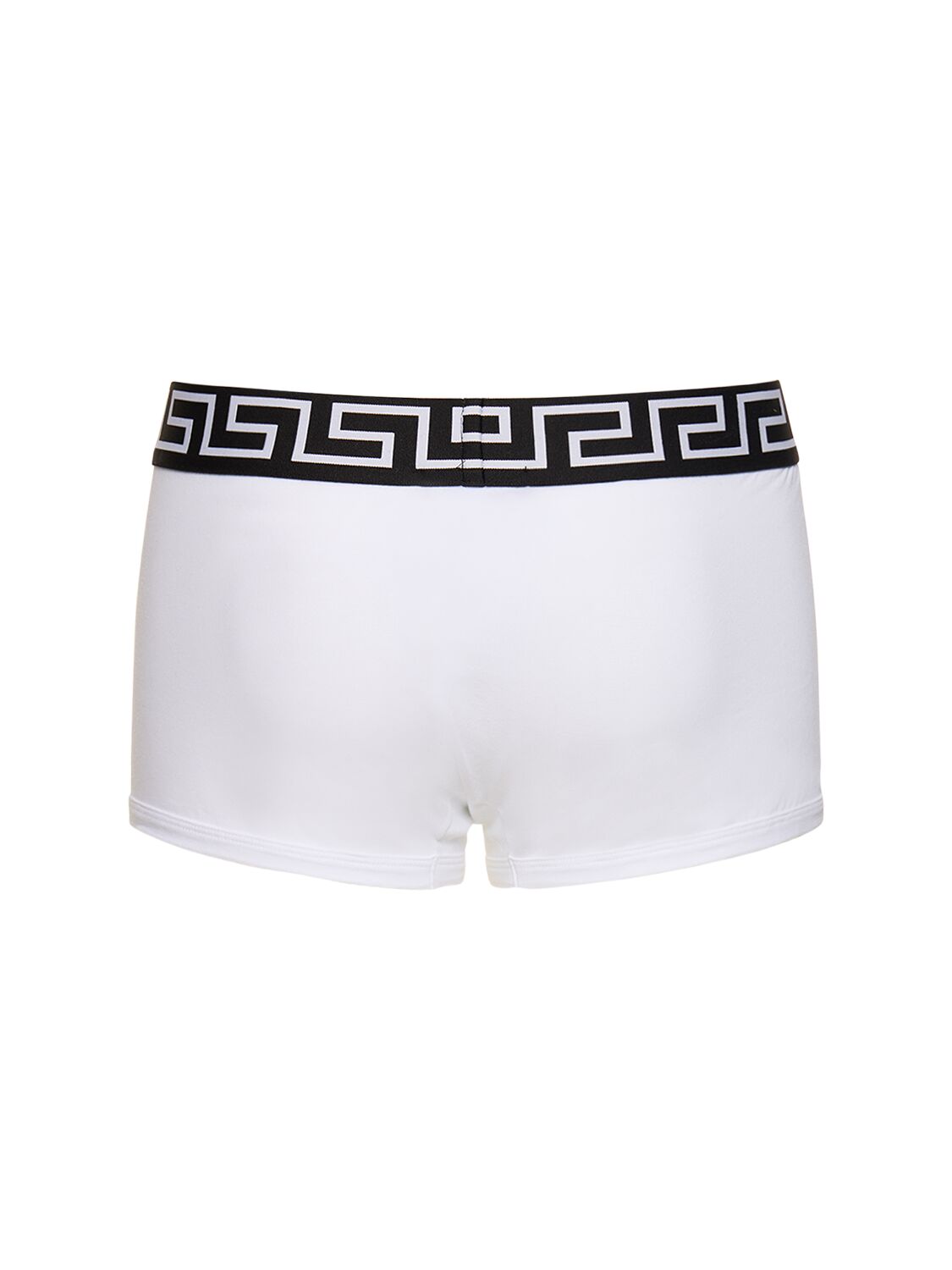 Shop Versace Logo Jersey Boxer Briefs In White,black