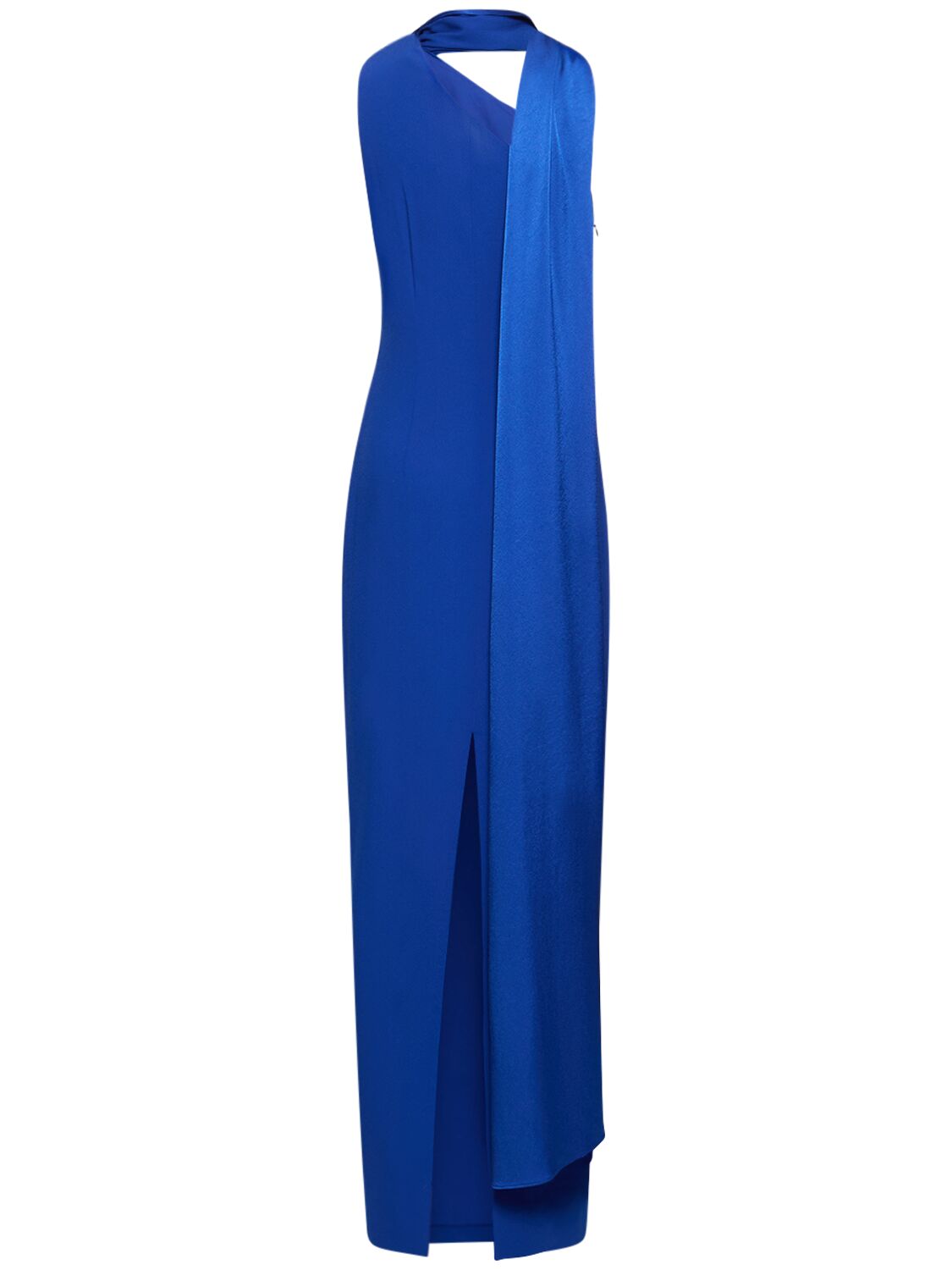 Shop Roland Mouret One-shoulder Satin Crepe Gown In Blue