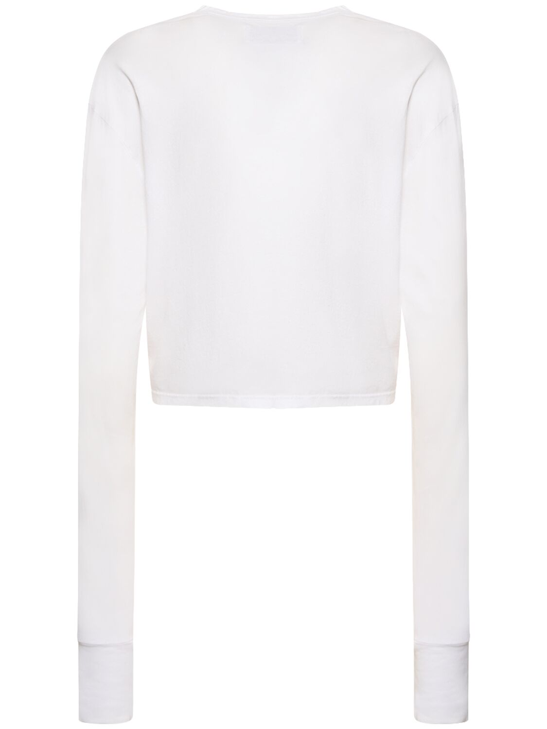 Shop Les Tien Crop Cotton Long Sleeve T-shirt In White