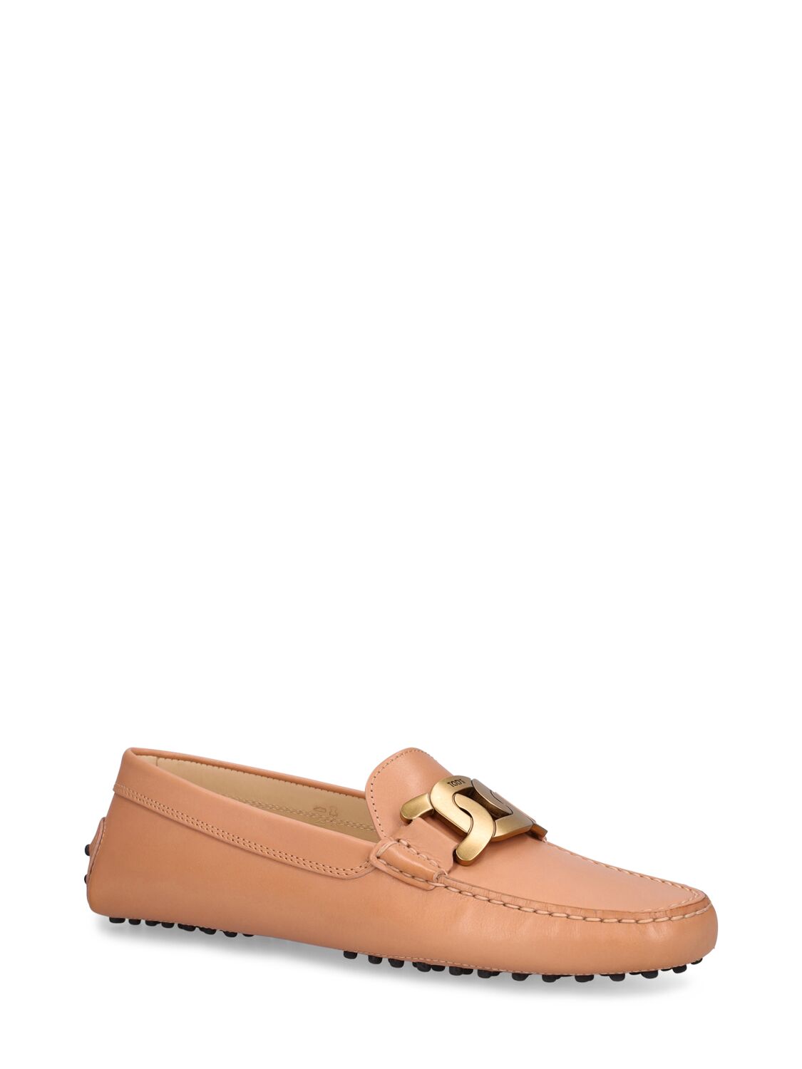 Shop Tod's Gommini Leather Loafers In Nude