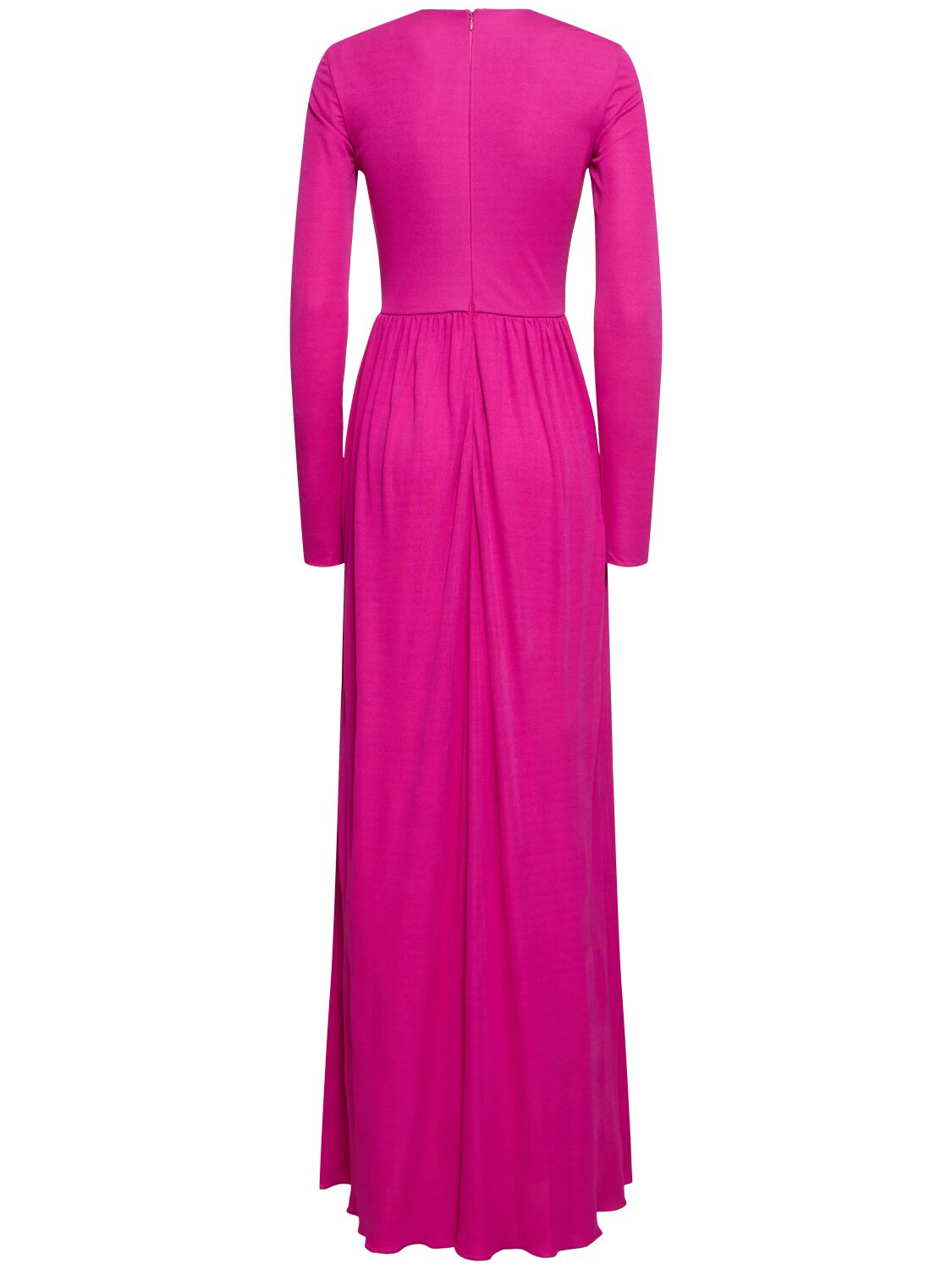Shop Giambattista Valli Jersey Knotted Long Sleeve Maxi Dress In Fuchsia