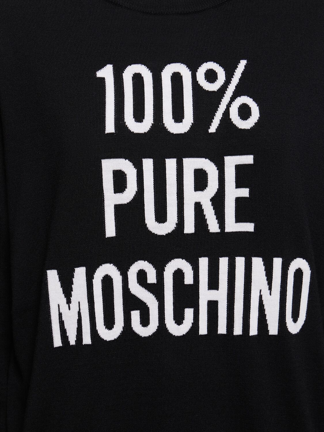 Shop Moschino Wool Knit Logo Sweater In 블랙