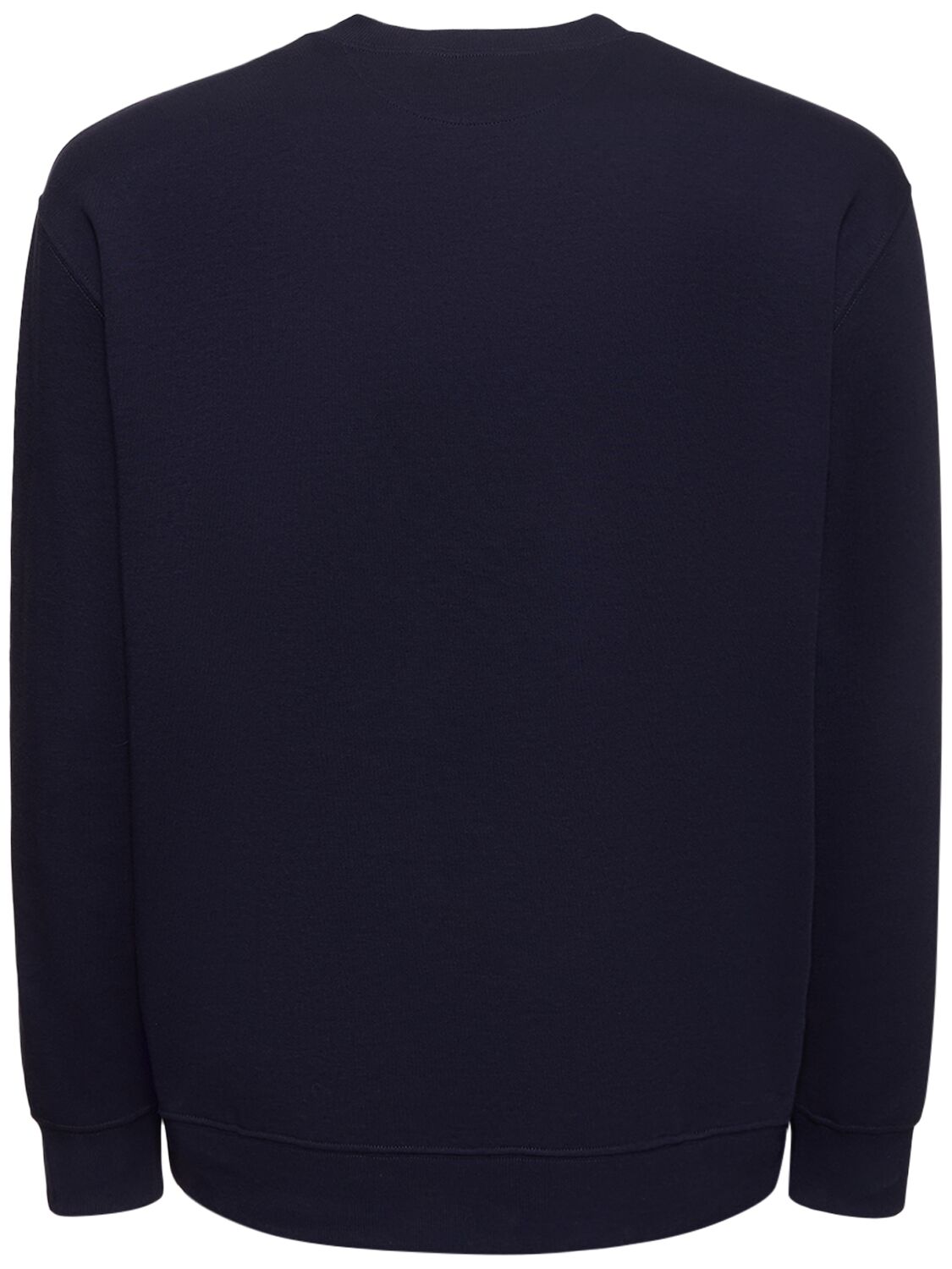 Shop Brunello Cucinelli Embroidered Logo Cotton Sweatshirt In Dark Blue