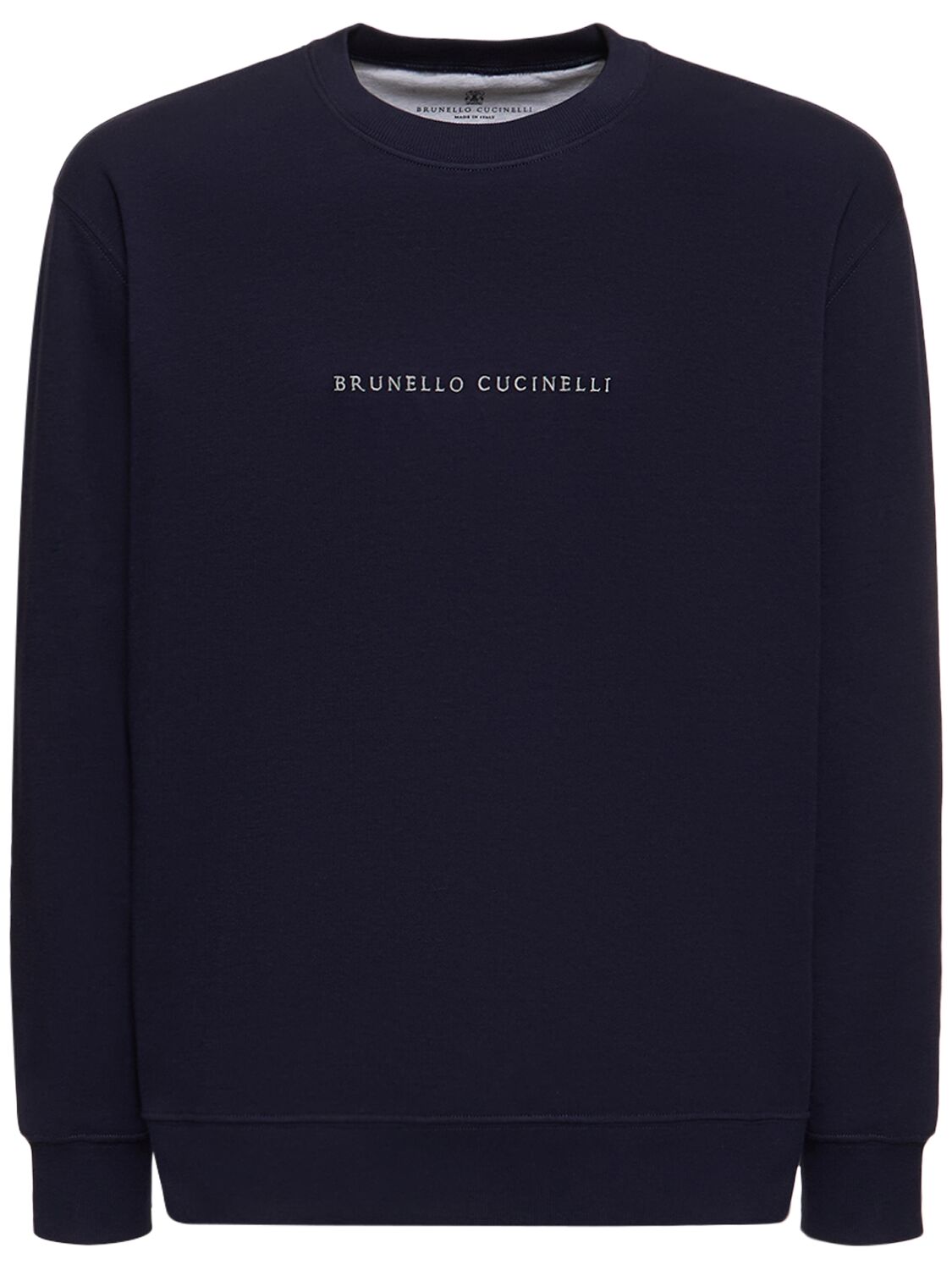 Brunello Cucinelli Logo刺绣棉质卫衣 In Dark Blue