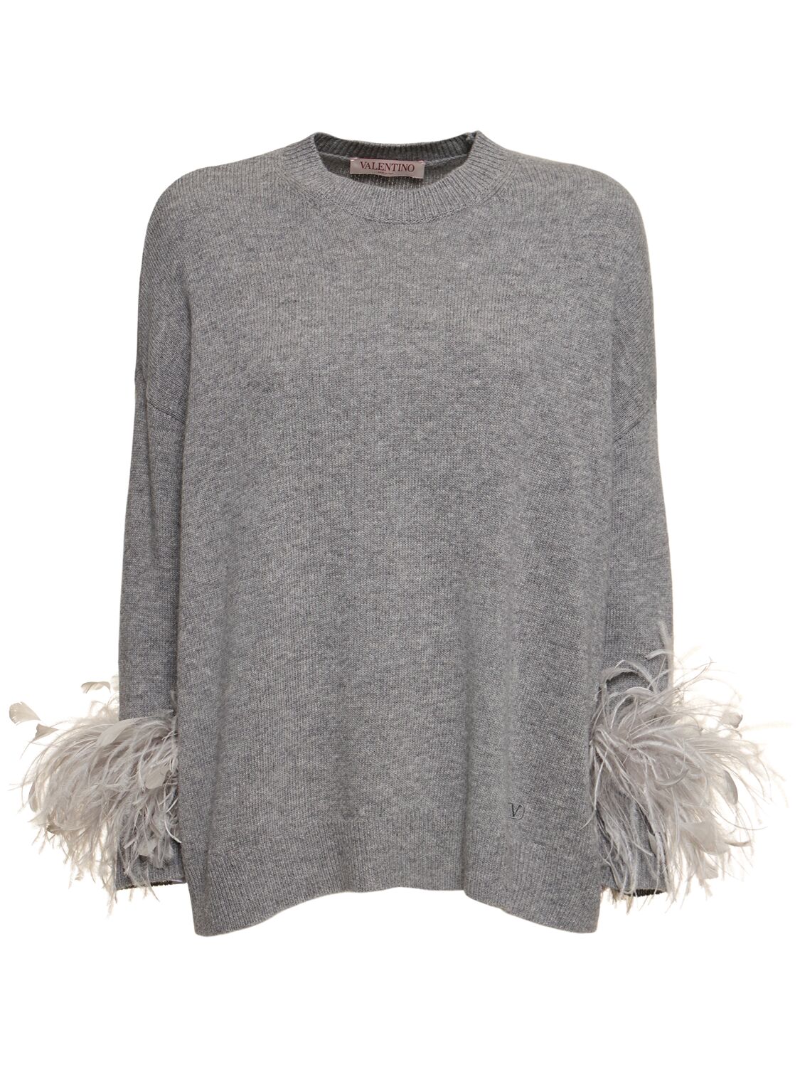 Image of Wool Knit Sweater W/feathers