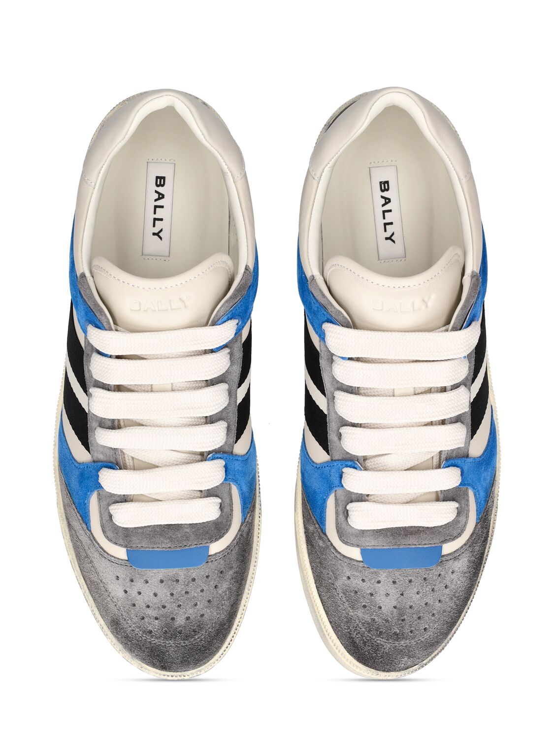 Shop Bally Rebby Leather & Suede Sneakers In Grey,blue