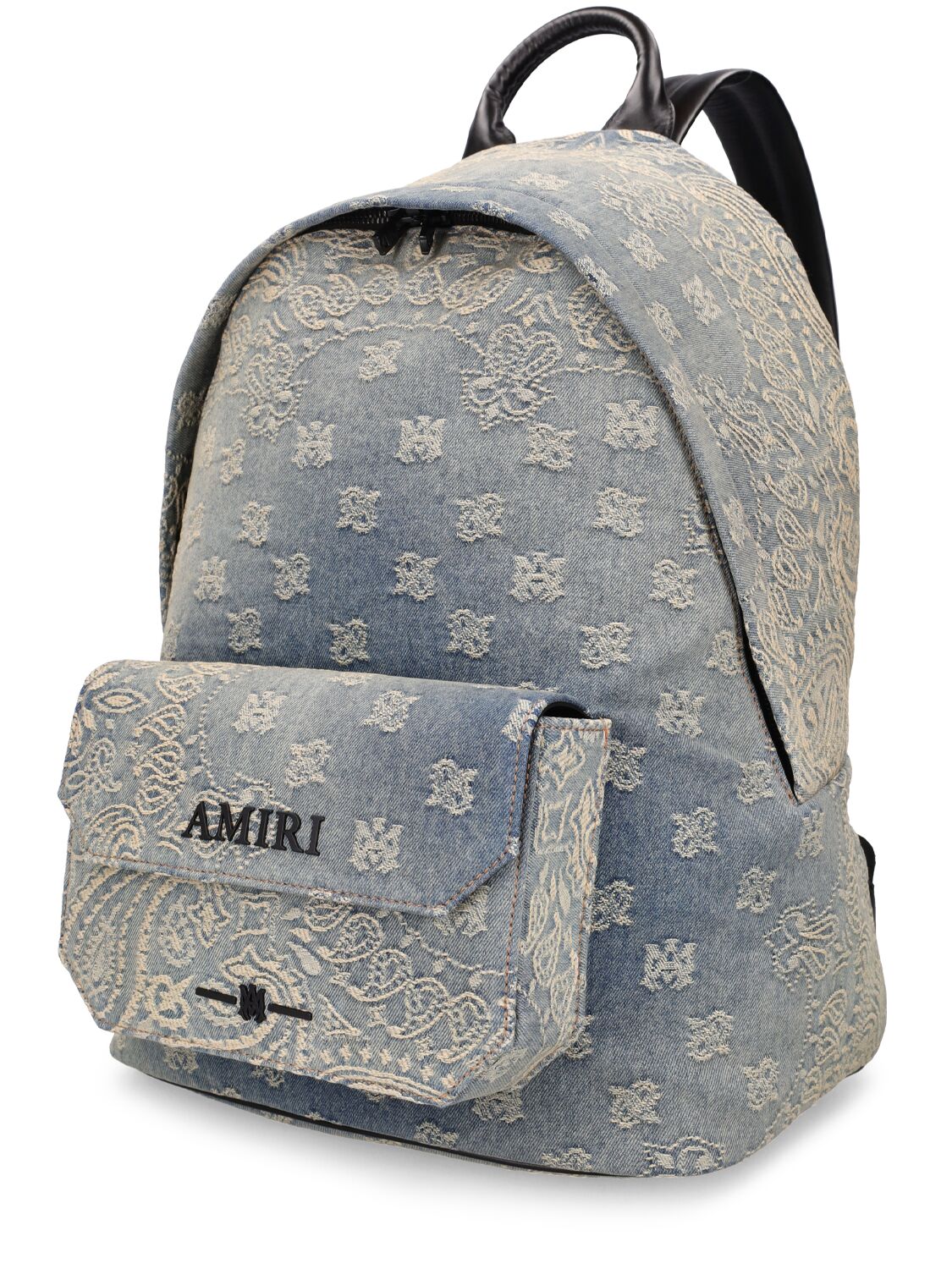 Shop Amiri Bandana Jacquard Cotton Backpack In Blue