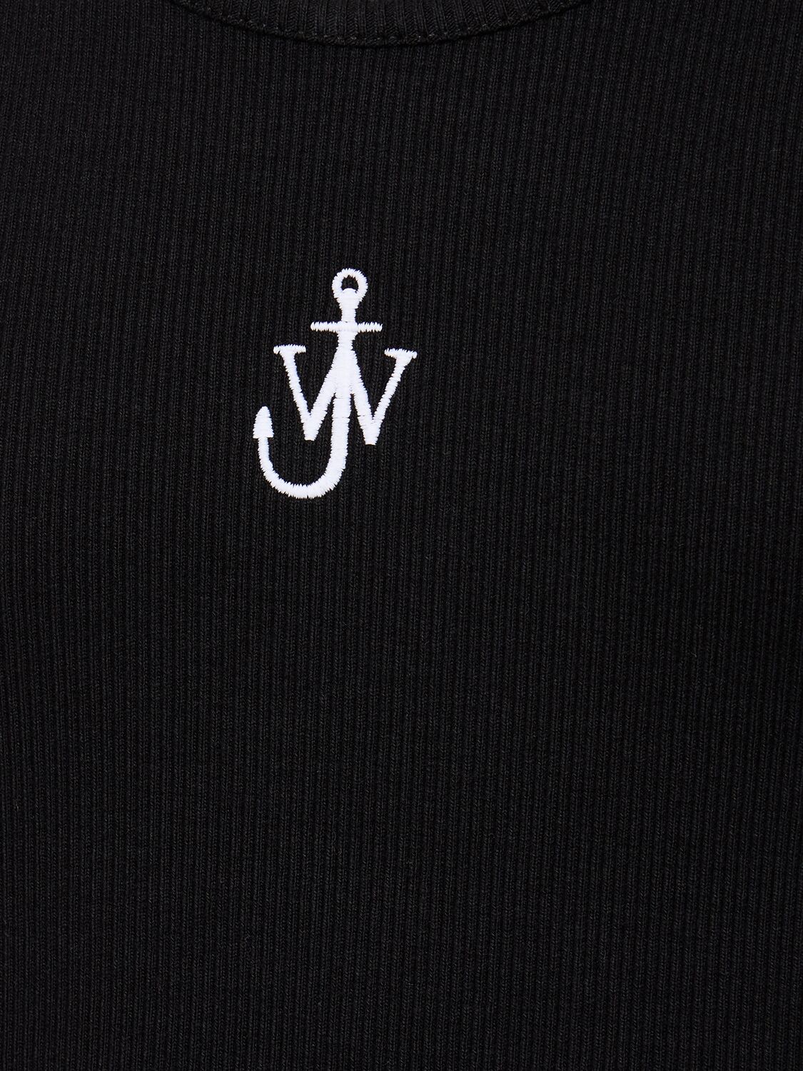 Shop Jw Anderson Logo Embroidery Stretch Cotton Tank Top In Black