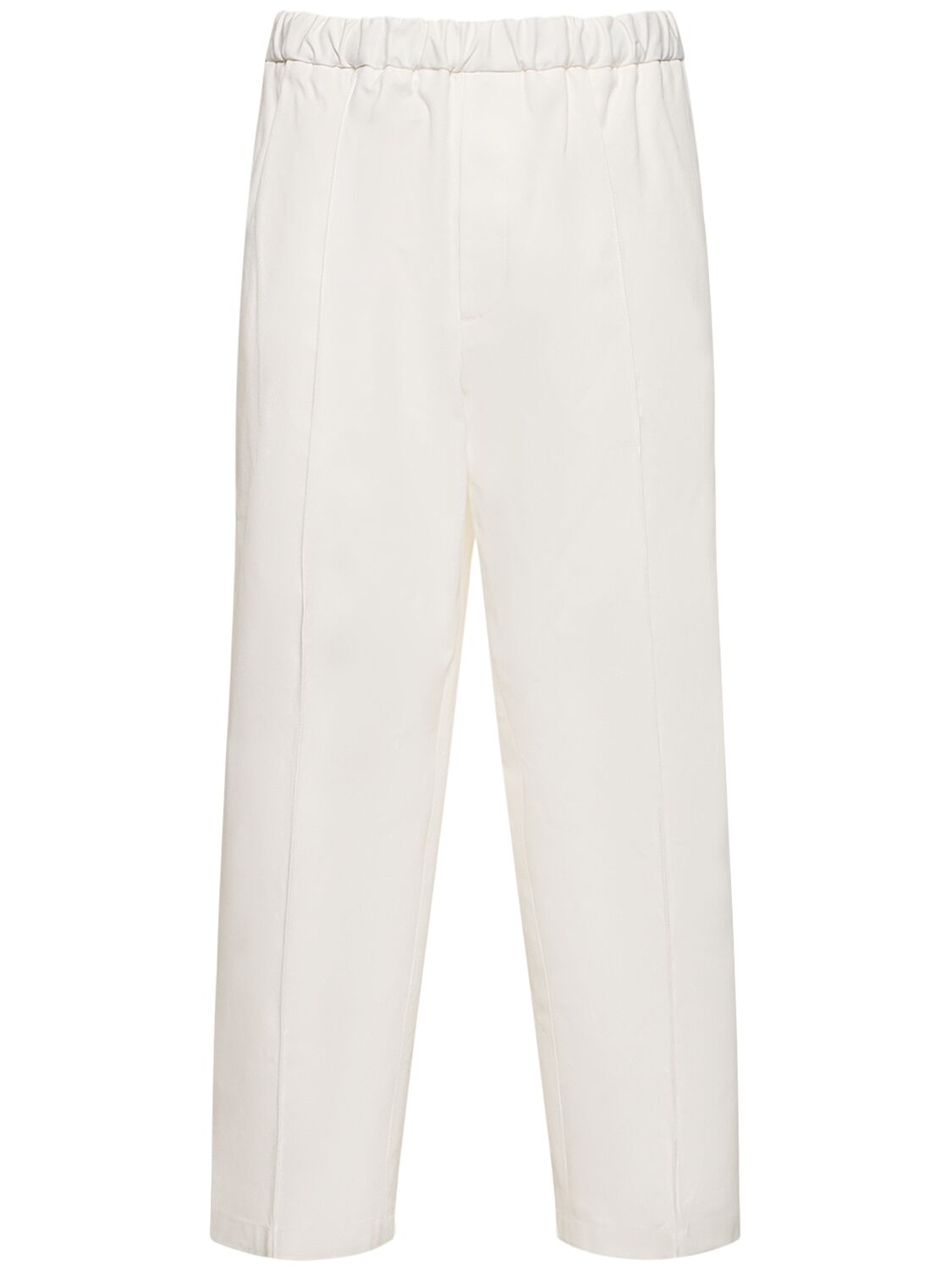 Jil Sander Cotton Gabardine Cropped Pants In Optic White