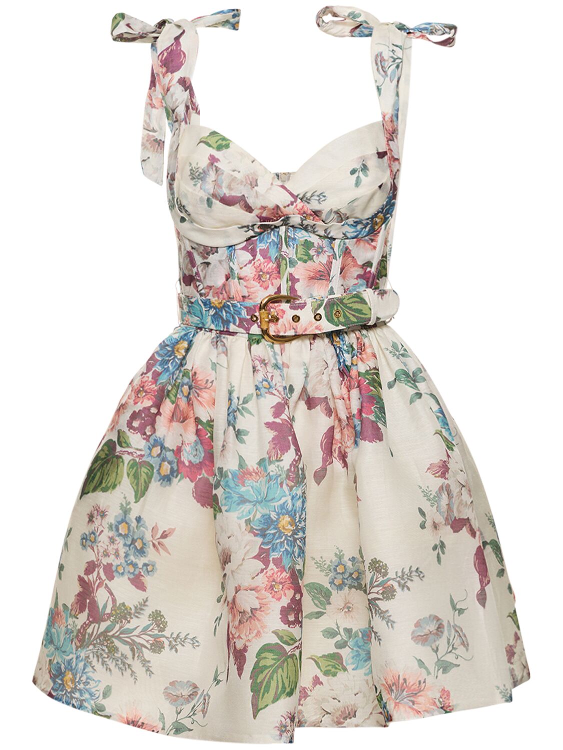 Shop Zimmermann Matchmaker Linen & Silk Mini Dress In Multicolor