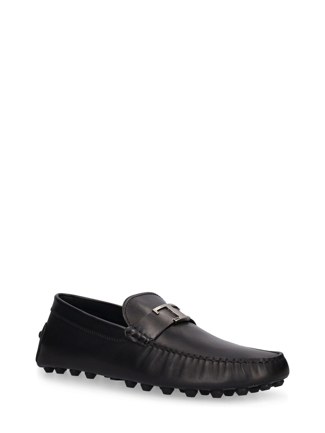 Shop Tod's T Gommino Leather Loafers In Black