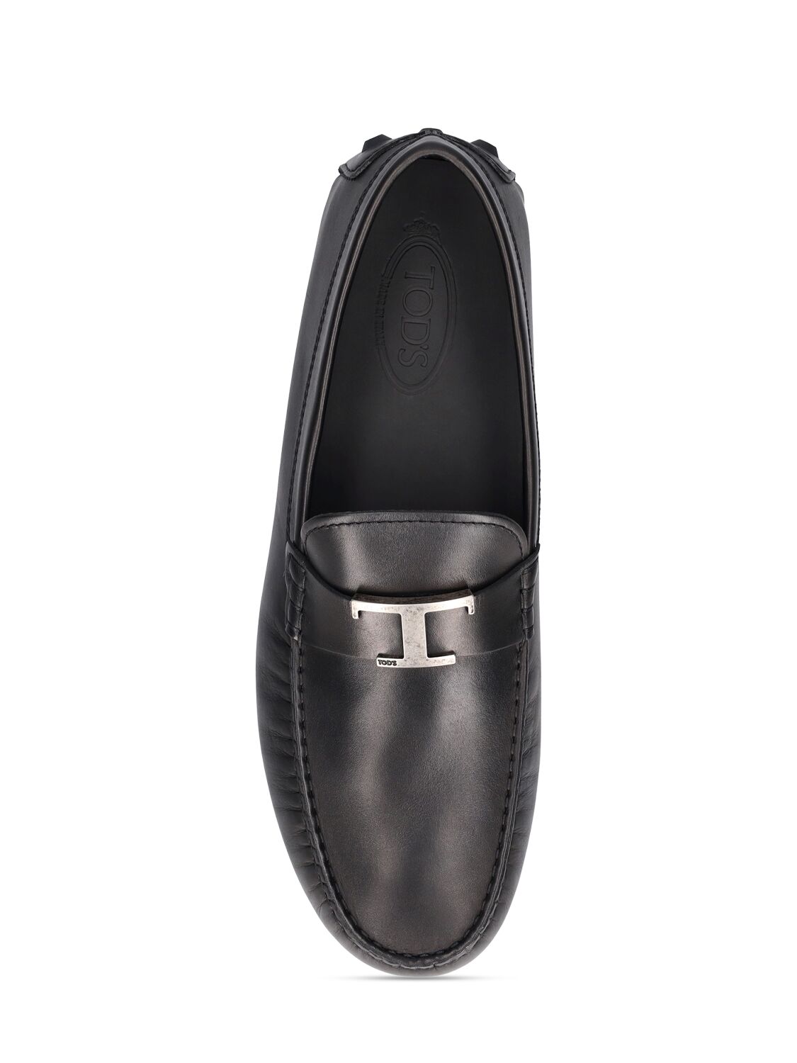 Shop Tod's T Gommino Leather Loafers In Black