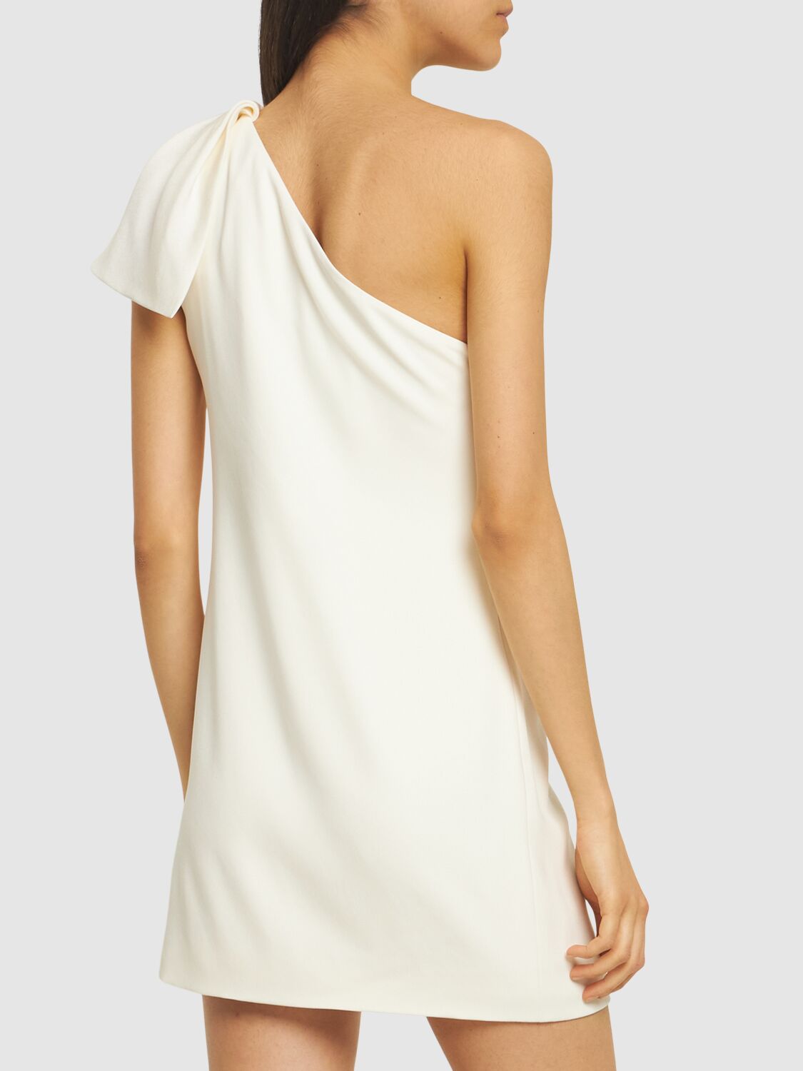 Shop Roland Mouret One-shoulder Satin Crepe Mini Dress In Cream