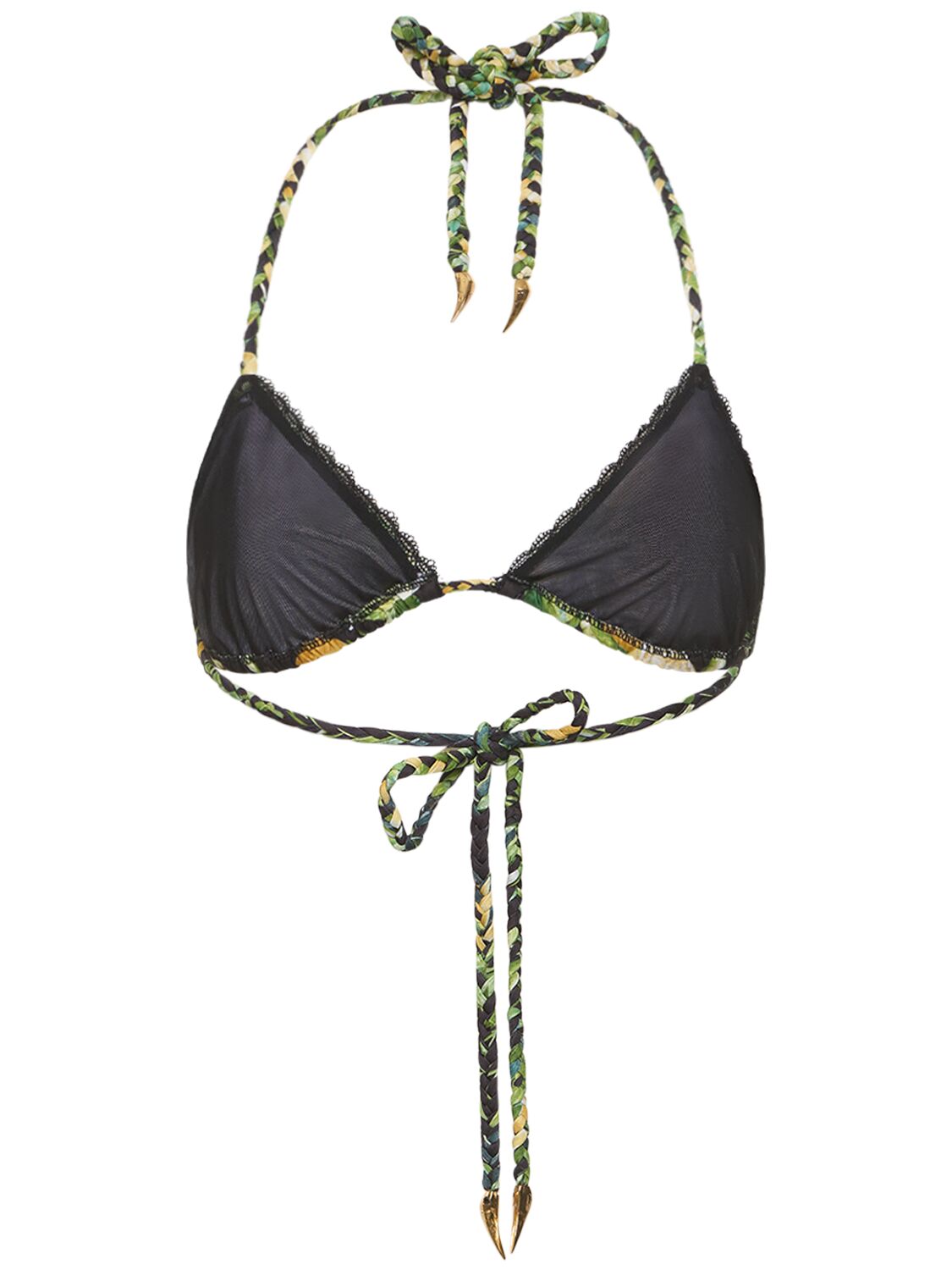 Shop Roberto Cavalli Lycra Printed Triangle Bikini Top In Multi,black