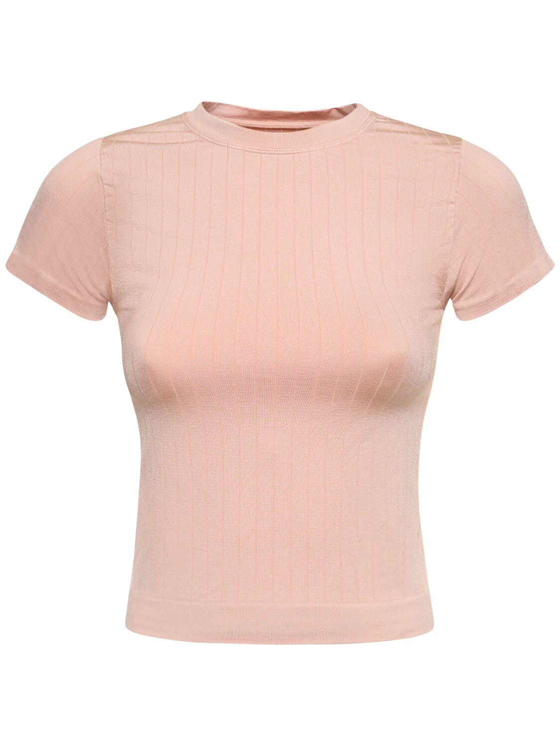 Prism Squared Sapient Flat Rib S/s Crop T-shirt In Pink