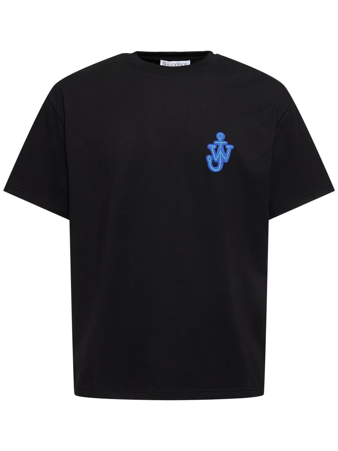 Shop Jw Anderson Anchor Patch Cotton Jersey T-shirt In Black