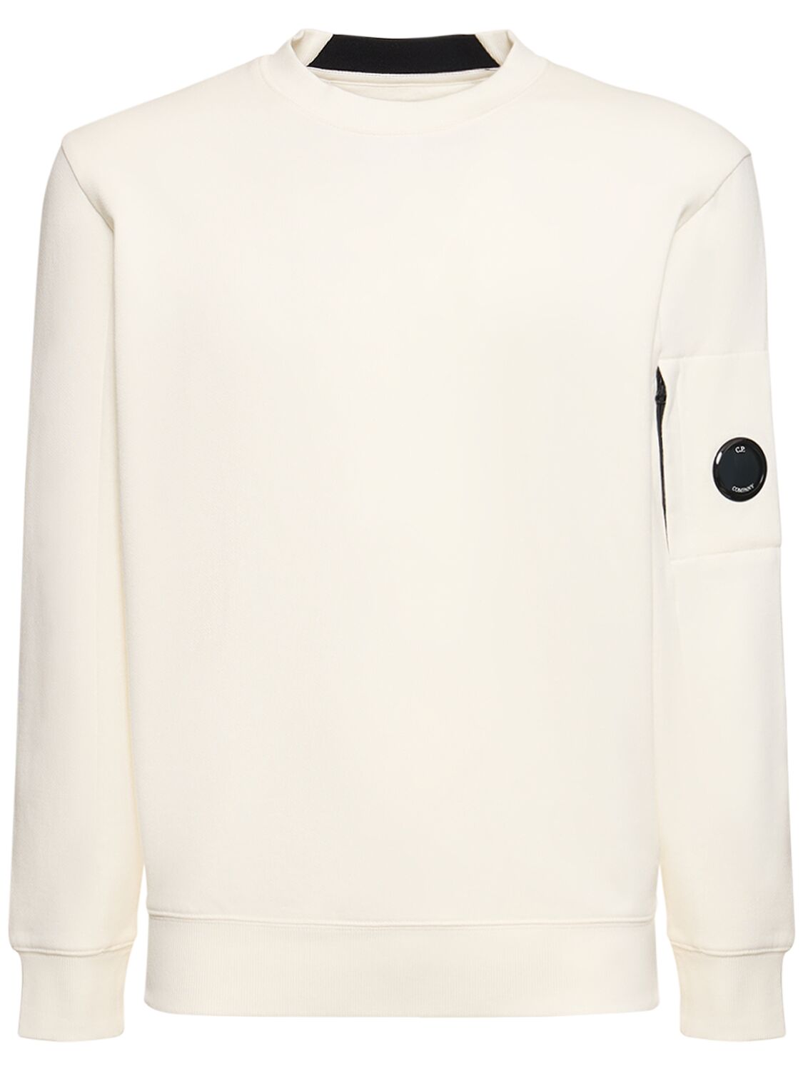 C.p. Company Diagonal Raised Fleece Sweatshirt In Gauze White