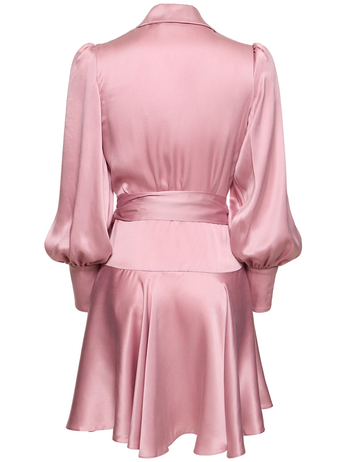 Shop Zimmermann Silk Mini Wrap Dress In Pink