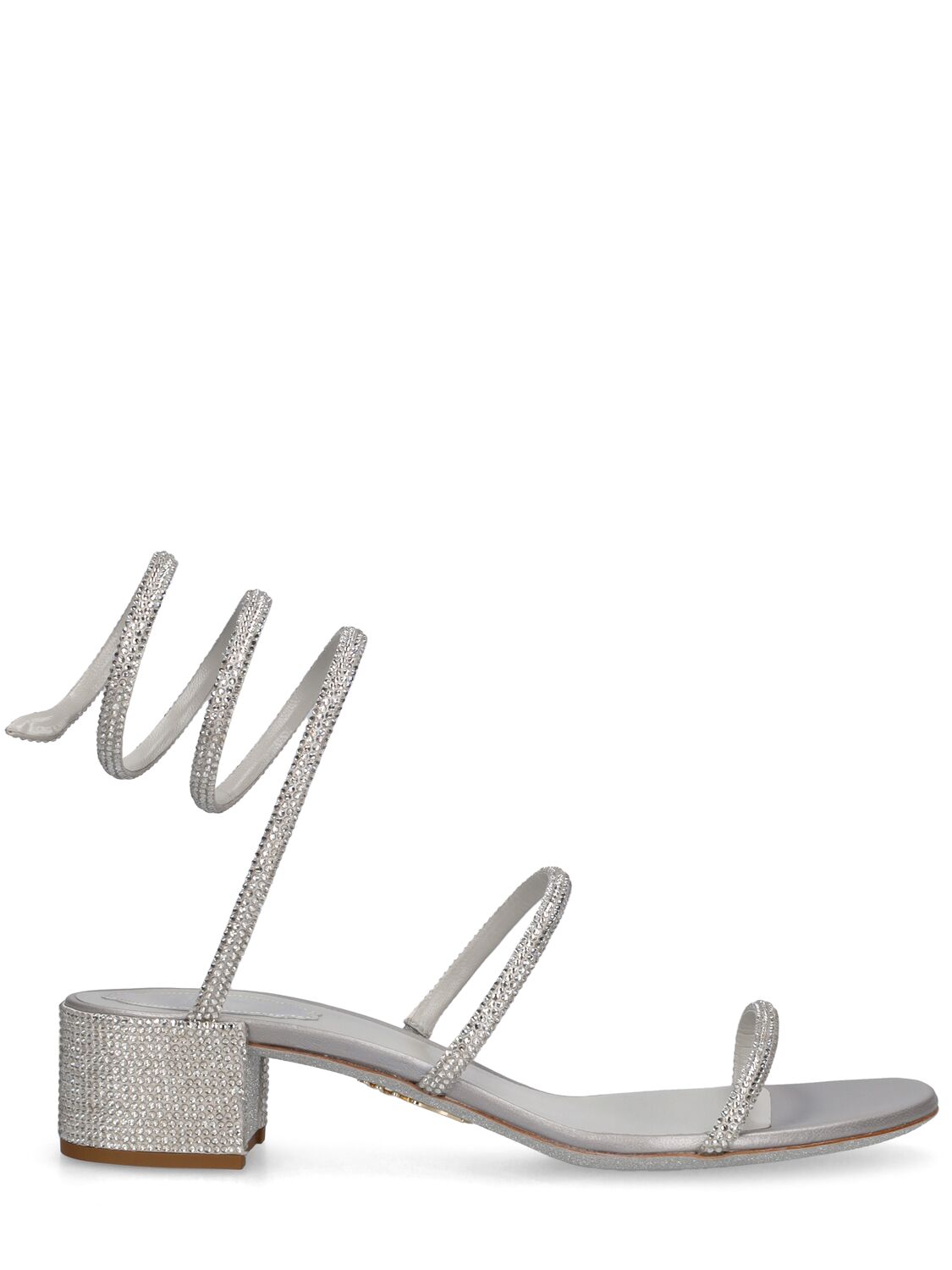 René Caovilla 35mm Embellished Satin Sandals In Grey