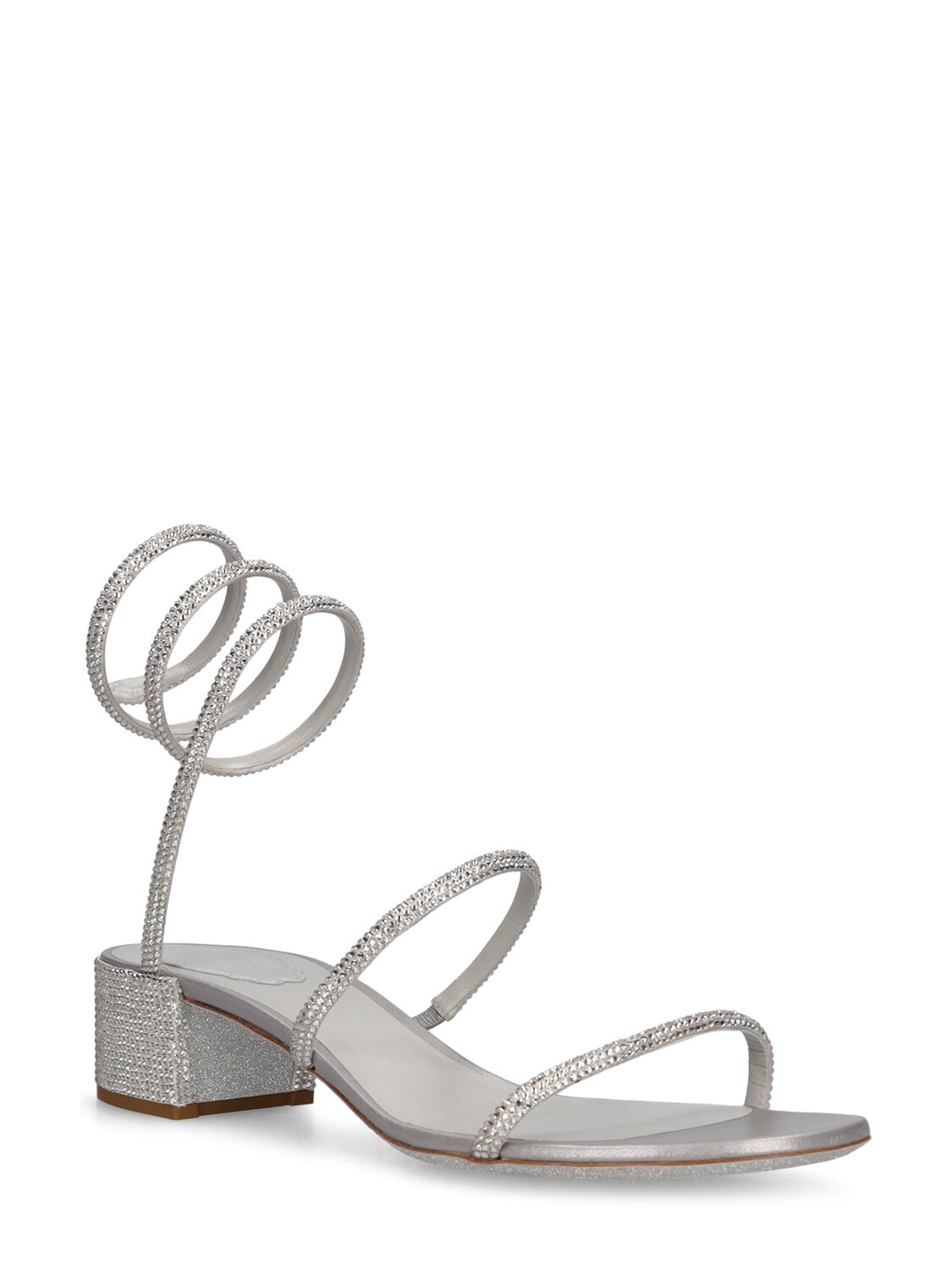 Shop René Caovilla 35mm Embellished Satin Sandals In Grey