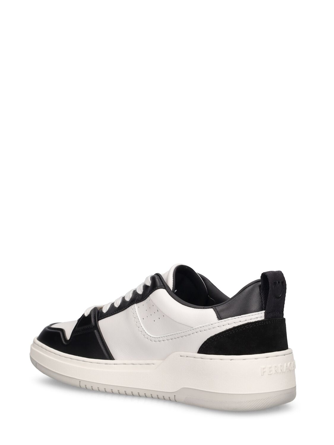 Shop Ferragamo Dennis Leather & Nylon Sneakers In Black,white