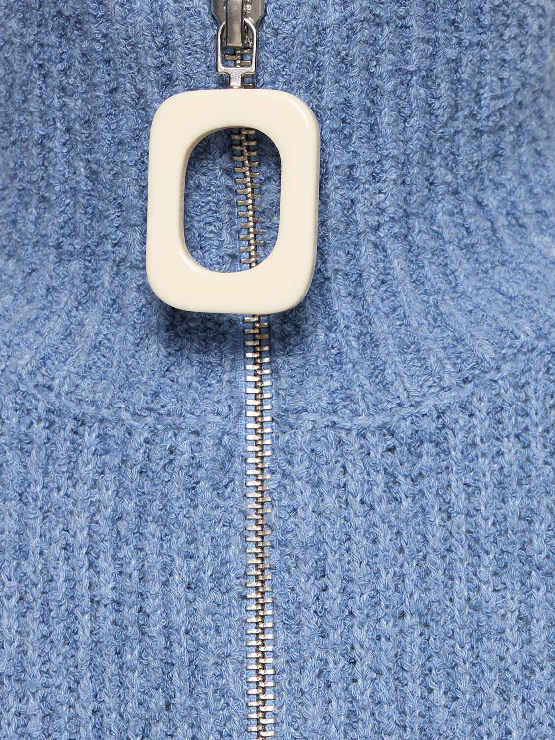 Shop Jw Anderson Henley Half-zip Cotton Knit Sweater In Blue