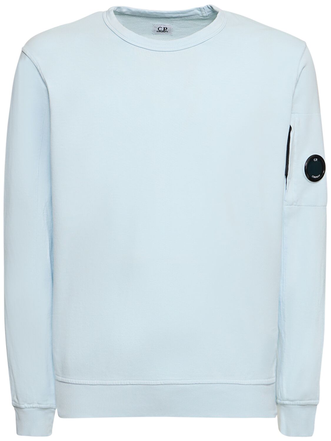 C.p. Company Diagonal Raised Fleece Light Blue Cotton Sweatshirt