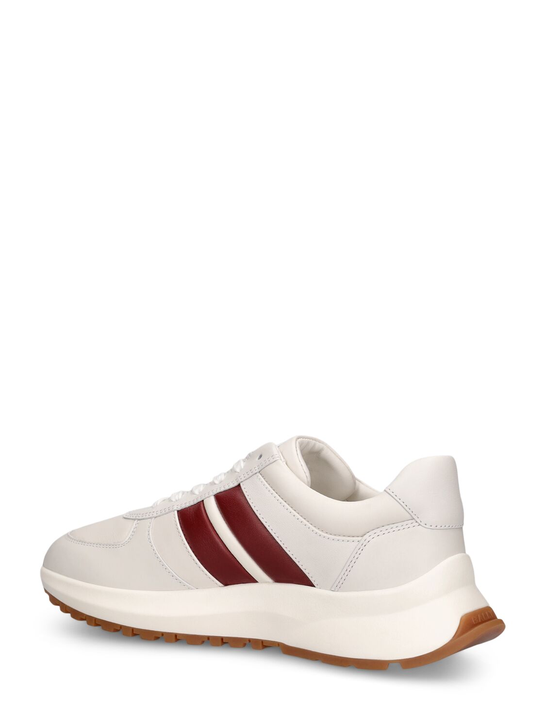 Shop Bally Darsyl Leather Low Sneakers In White,red